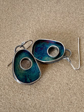 Load image into Gallery viewer, Sterling Silver Organic Form Circle in Oval Patina Earrings