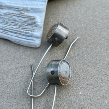 Load image into Gallery viewer, Sterling Silver Round Shadow Box Alpaca Earrings