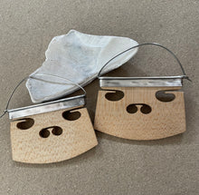 Load image into Gallery viewer, Sterling Silver & Wood Violin Bridge Hoop Earrings