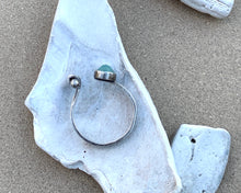 Load image into Gallery viewer, Sterling Silver Blue Chalcedony Stamped Adjustable Ring