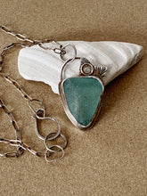 Load image into Gallery viewer, Stamped Sterling Silver Light Ice Blue Found Sea Glass Pendant & Chain Necklace