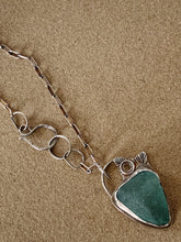 Load image into Gallery viewer, Stamped Sterling Silver Light Ice Blue Found Sea Glass Pendant & Chain Necklace