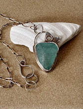 Load image into Gallery viewer, Stamped Sterling Silver Light Ice Blue Found Sea Glass Pendant & Chain Necklace