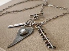 Load image into Gallery viewer, Sterling Silver Sacred Heart Domed Charm Pendant Necklace