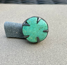 Load image into Gallery viewer, Sterling Silver Round Turquoise Prong Ring