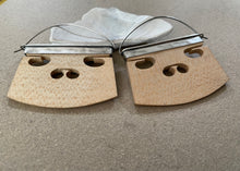Load image into Gallery viewer, Sterling Silver & Wood Violin Bridge Hoop Earrings