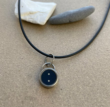 Load image into Gallery viewer, Sterling Silver Vtg Typewriter Colon Key Charm on Black Rubber Cord