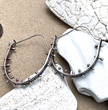 Load image into Gallery viewer, Sterling Silver Stamped & Riveted Hoop Earrings