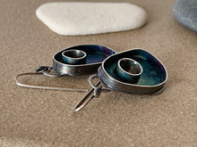 Load image into Gallery viewer, Sterling Silver Organic Form Circle in Oval Patina Earrings