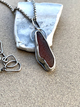 Load image into Gallery viewer, Sterling Silver Brown Found Sea Glass Pendant w/ Rolo Chain