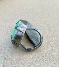 Load image into Gallery viewer, Sterling Silver Round Turquoise Prong Ring