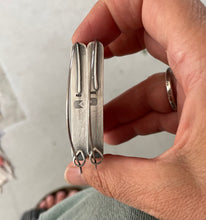 Load image into Gallery viewer, Sterling Silver & Wood Violin Bridge Hoop Earrings