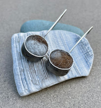 Load image into Gallery viewer, Sterling Silver Round Shadow Box Alpaca Earrings