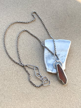 Load image into Gallery viewer, Sterling Silver Brown Found Sea Glass Pendant w/ Rolo Chain