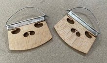 Load image into Gallery viewer, Sterling Silver & Wood Violin Bridge Hoop Earrings