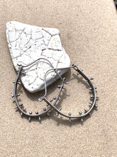 Load image into Gallery viewer, Sterling Silver Stamped & Riveted Hoop Earrings