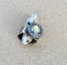 Load image into Gallery viewer, Sterling Silver w/ Rose Cut Lemon Quartz Sun Ring