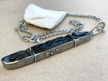 Load image into Gallery viewer, Vintage Carved Black Coral Pendant / Repurposed Sterling / Chain
