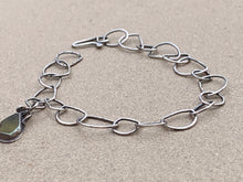 Load image into Gallery viewer, Sterling Silver Half Moon Link Chain Bracelet w Yellow Sea Glass Charm
