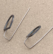 Load image into Gallery viewer, Sterling Silver Dark Patina Half Oval Earrings
