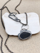 Load image into Gallery viewer, Sterling Silver Grey Found Beach Rock &quot;Cloudy Day&quot; w Dark Chain
