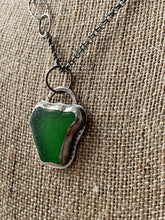 Load image into Gallery viewer, Custom Sterling Silver Emerald Green Sea Glass Pendant &amp; Chain
