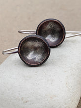 Load image into Gallery viewer, Copper Domed Earrings w Sterling Silver Dust
