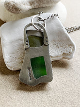 Load image into Gallery viewer, Custom Sterling Silver Two Tone Sea Glass Pendant &amp; Chain
