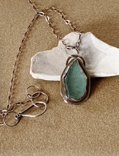 Load image into Gallery viewer, Custom Sterling Silver Ice Blue Sea Glass Pendant &amp; Rollo Chain

