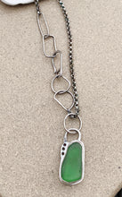 Load image into Gallery viewer, Sterling Silver Petite Green Sea Glass Pendant w Sterling Chain
