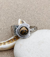 Load image into Gallery viewer, Hammered Sterling Silver Ring w/ Brown Agate
