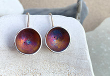 Load image into Gallery viewer, Sterling Silver Petite Round Domed Patina Earrings
