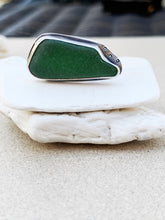 Load image into Gallery viewer, Custom Sterling Silver &amp; Green Sea Glass Ring
