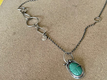 Load image into Gallery viewer, Sterling Silver Vtg Scarab Pendant &amp; Rolo Chain
