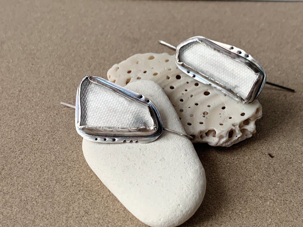 Custom Sterling Silver Cloudy White Found Sea Glass Earrings