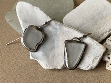 Load image into Gallery viewer, Custom Sterling Silver Cloudy White Found Sea Glass Dangle Earrings
