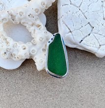 Load image into Gallery viewer, Custom Sterling Silver &amp; Green Sea Glass Ring
