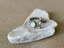 Load image into Gallery viewer, Sterling Silver Blue Chalcedony Stamped Adjustable Ring

