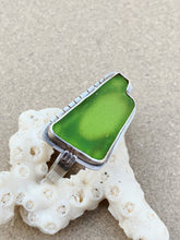 Load image into Gallery viewer, Oxidized Sterling Silver W Green Sea Glass Ring
