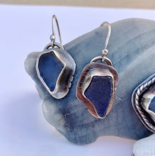 Load image into Gallery viewer, Custom Sterling Silver &amp; Blue Found Sea Glass Pendant / Chain &amp; Earrings
