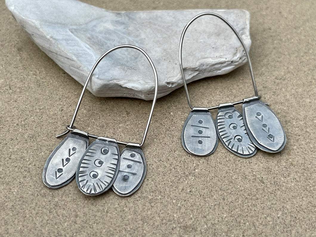 Sterling Silver Stamped Petal Earrings