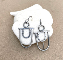 Load image into Gallery viewer, Sterling Silver Half Double Oval Stamped Earrings
