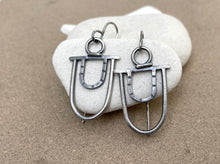 Load image into Gallery viewer, Sterling Silver Half Double Oval Stamped Earrings
