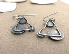 Load image into Gallery viewer, Sterling Silver Triangle Earrings W/ Circles
