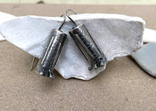 Load image into Gallery viewer, Sterling Silver Half Tube Stamped Earrings W/ Rivets
