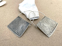 Load image into Gallery viewer, Sterling Silver Hammered Square Hoops
