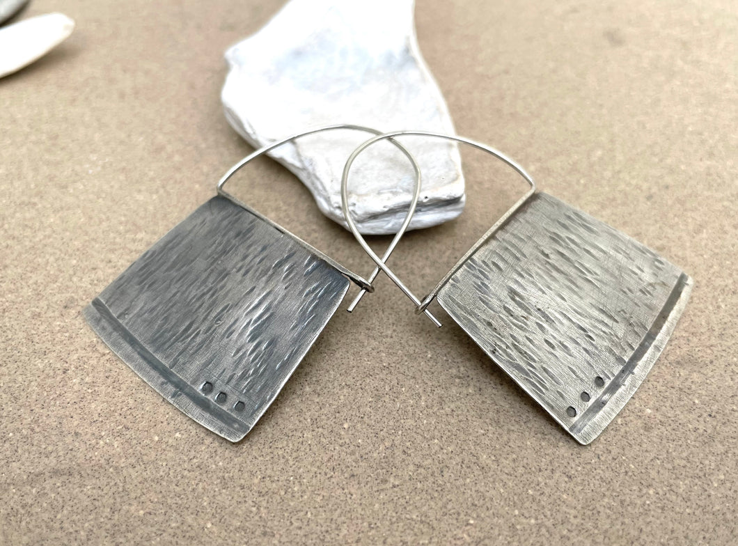 Sterling Silver Hammered Square Hoops
