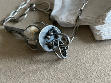 Load image into Gallery viewer, Sterling Silver Caged Quartz Crystal Geode Pendant w/ Paper Clip Chain
