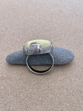 Load image into Gallery viewer, Lime green oval stone sterling ring
