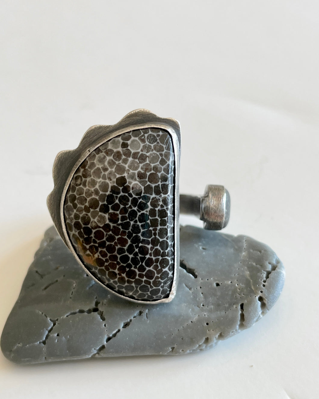 Sterling Silver Fossil & Found Stone Ring